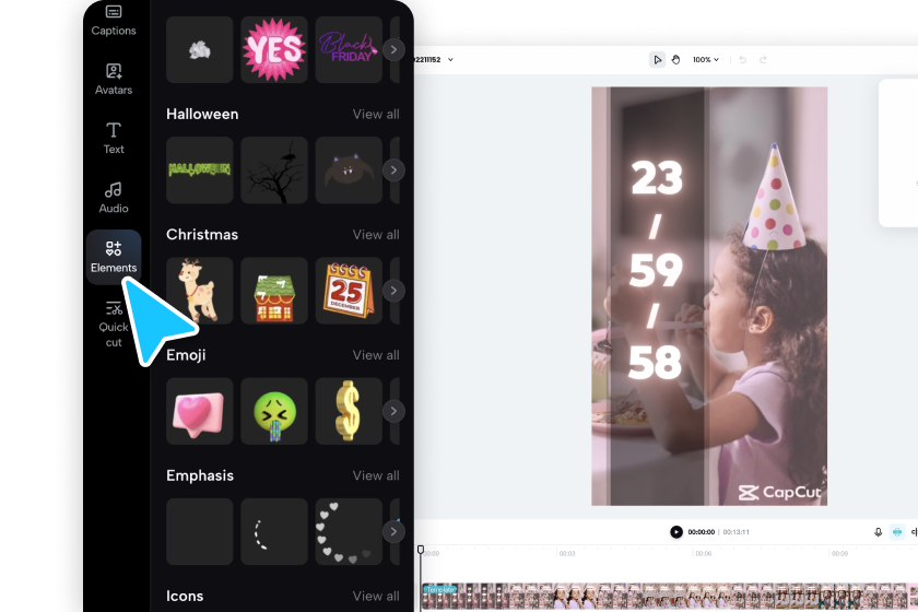 Customize the video in the birthday video maker